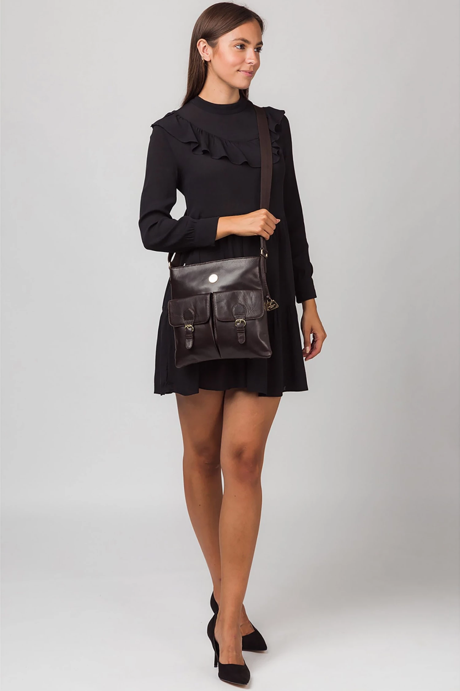 Pure Luxuries London Azalea Leather Cross-Body Bag Dark Brown 4 Pure Luxuries London Azalea Leather Cross-Body Bag Dark Brown - Image 2