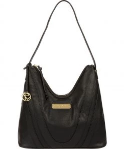 Pure Luxuries London Felicity Leather Shoulder Bag Black