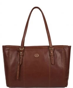Pure Luxuries London Wollerton Leather Tote Bag Vintage Dark Tan