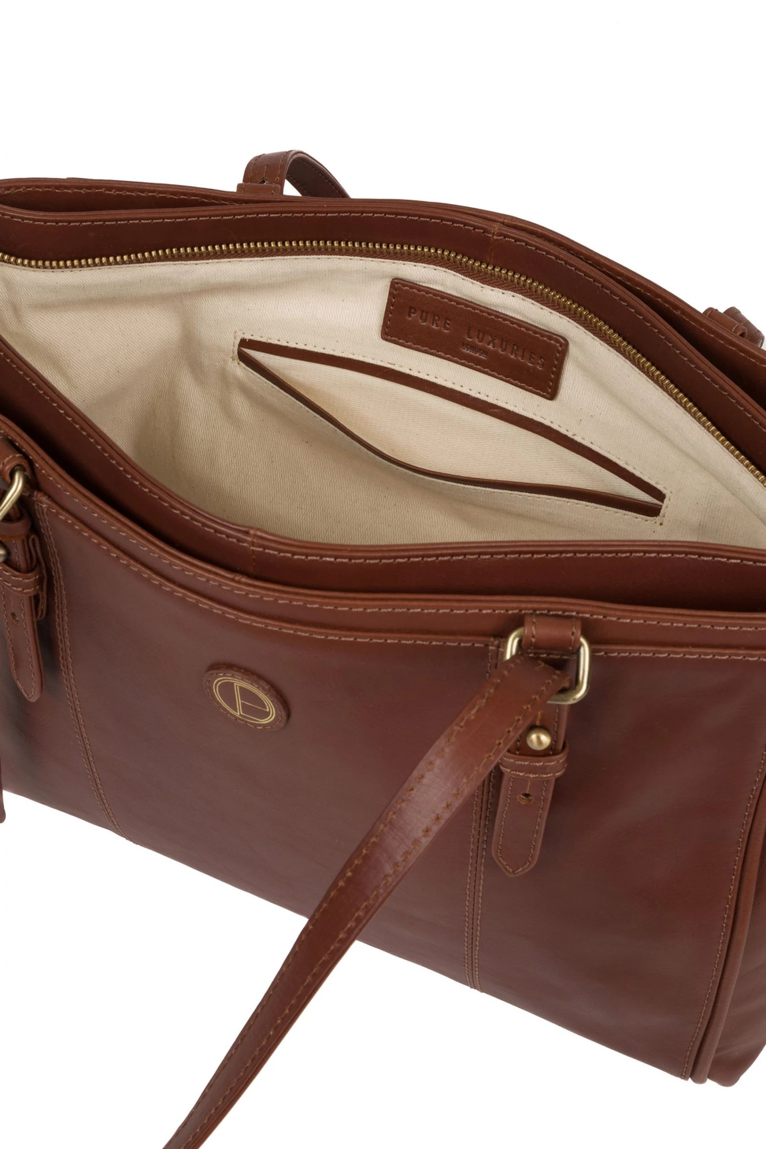 Pure Luxuries London Wollerton Leather Tote Bag Vintage Dark Tan 7 Pure Luxuries London Wollerton Leather Tote Bag Vintage Dark Tan - Image 5