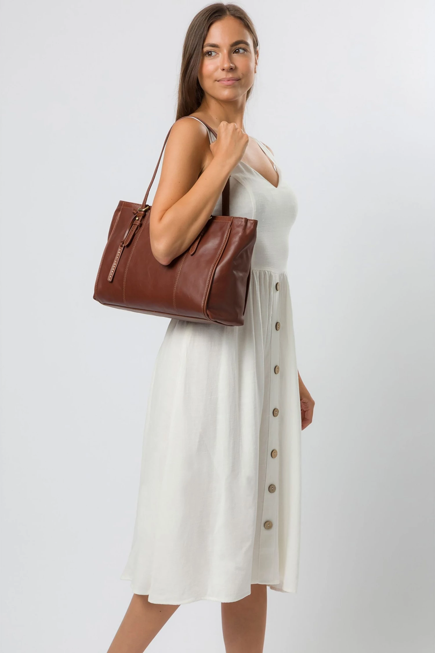 Pure Luxuries London Wollerton Leather Tote Bag Vintage Dark Tan 9 Pure Luxuries London Wollerton Leather Tote Bag Vintage Dark Tan - Image 7