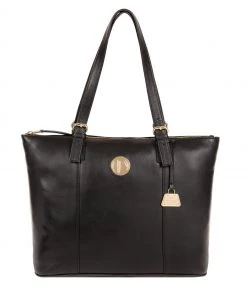 Pure Luxuries London Aster Leather Tote Bag Dusky Blue