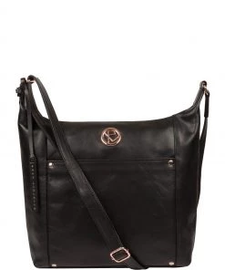 Pure Luxuries London Miro Leather Shoulder Bag Grey