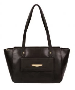 Pure Luxuries London Marian Vegetable-Tanned Leather Handbag Black