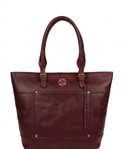 Pure Luxuries London Monet Leather Tote Bag Burgundy