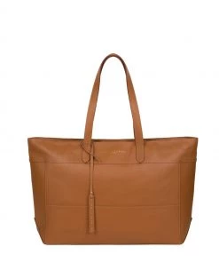 Pure Luxuries London Milton Vegetable-Tanned Leather Extra-Large Tote Bag Misty Rose Pink