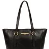 Pure Luxuries London Adelina Vegetable-Tanned Leather Tote Bag Black -Pure Luxuries shop unnamed file 1293