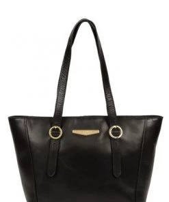 Pure Luxuries London Adelina Vegetable-Tanned Leather Tote Bag Black -Pure Luxuries shop unnamed file 1298