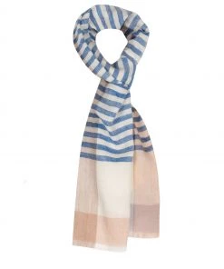 Pure Luxuries London Blue Accent Cashmere And Merino Wool Neckerchief