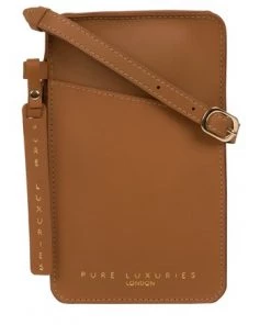 Pure Luxuries London Cambourne Vegetable Tanned Leather Cross-Body Phone Bag Saddle Tan -Pure Luxuries shop unnamed file 138