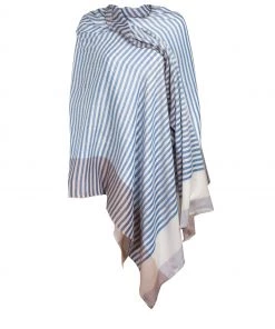 Pure Luxuries London Blue Accent Cashmere & Merino Wool Throw