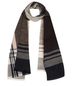 Pure Luxuries London Black Mono Cashmere & Merino Wool Scarf