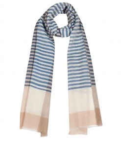 Pure Luxuries London Blue Accent Cashmere & Merino Wool Scarf