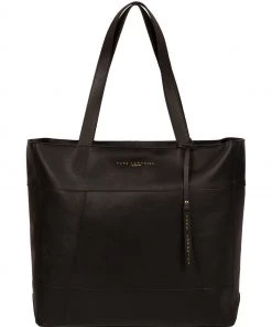 Pure Luxuries London Arundel Vegetable Tanned Leather Extra Large Shopper Bag Black