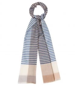 Pure Luxuries London Blue Accent Cashmere & Merino Wool Pashmina