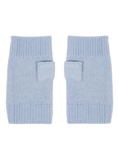 Pure Luxuries London Grange Cashmere And Merino Wool Wrist Warmers Powder Blue