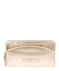 Pure Luxuries London Jenika Leather Purse Pale Gold