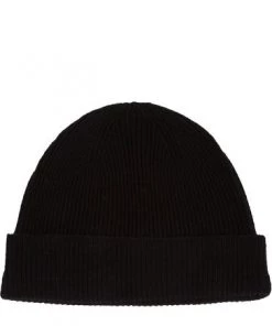 Pure Luxuries London Grizedale Cashmere & Merino Wool Beanie Hat Black -Pure Luxuries shop unnamed file 1765