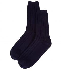 Pure Luxuries shop 11 Pure Luxuries London Dalton Cashmere & Merino Wool Ribbed Socks Foggy Grey