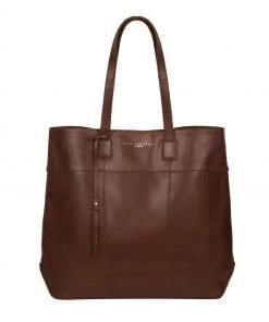 Pure Luxuries London Pembury Vegetable Tanned Leather Shopper Bag Ombre Chestnut