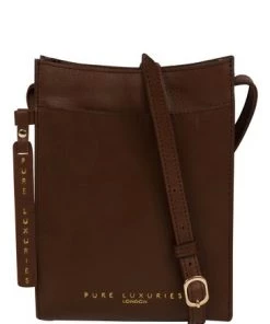Pure Luxuries London Barton Vegetable Tanned Leather Cross-Body Phone Bag Ombre Chestnut -Pure Luxuries shop unnamed file 346