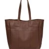 Pure Luxuries London Ripley Leather Extra Large Shopper Bag Saddle Tan