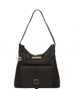 Pure Luxuries London Imogen Leather Shoulder Bag Blue Cloud