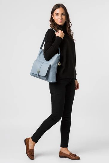 Pure Luxuries London Imogen Leather Shoulder Bag Blue Cloud 9 Pure Luxuries London Imogen Leather Shoulder Bag Blue Cloud - Image 7