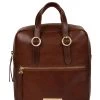 Pure Luxuries London Delfina Vegetable-Tanned Leather Backpack Italian Tan Brown