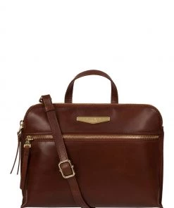 Pure Luxuries London Lauretta Vegetable-Tanned Leather Cross-Body Bag Italian Tan Brown