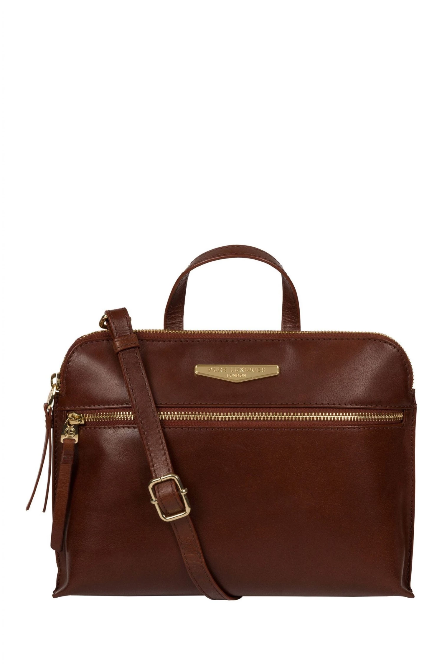 Pure Luxuries London Lauretta Vegetable-Tanned Leather Cross-Body Bag Italian Tan Brown 3 Pure Luxuries London Lauretta Vegetable-Tanned Leather Cross-Body Bag Italian Tan Brown