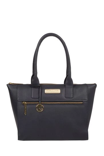 Pure Luxuries London Faye Leather Tote Bag Navy 11 Pure Luxuries London Faye Leather Tote Bag Navy - Image 9