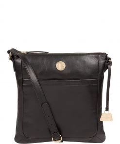 Pure Luxuries London Chestnut Brown Lotus Leather Cross-Body Bag